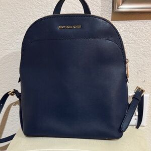 Michael Kors Dark Blue Backpack with Gold Accents